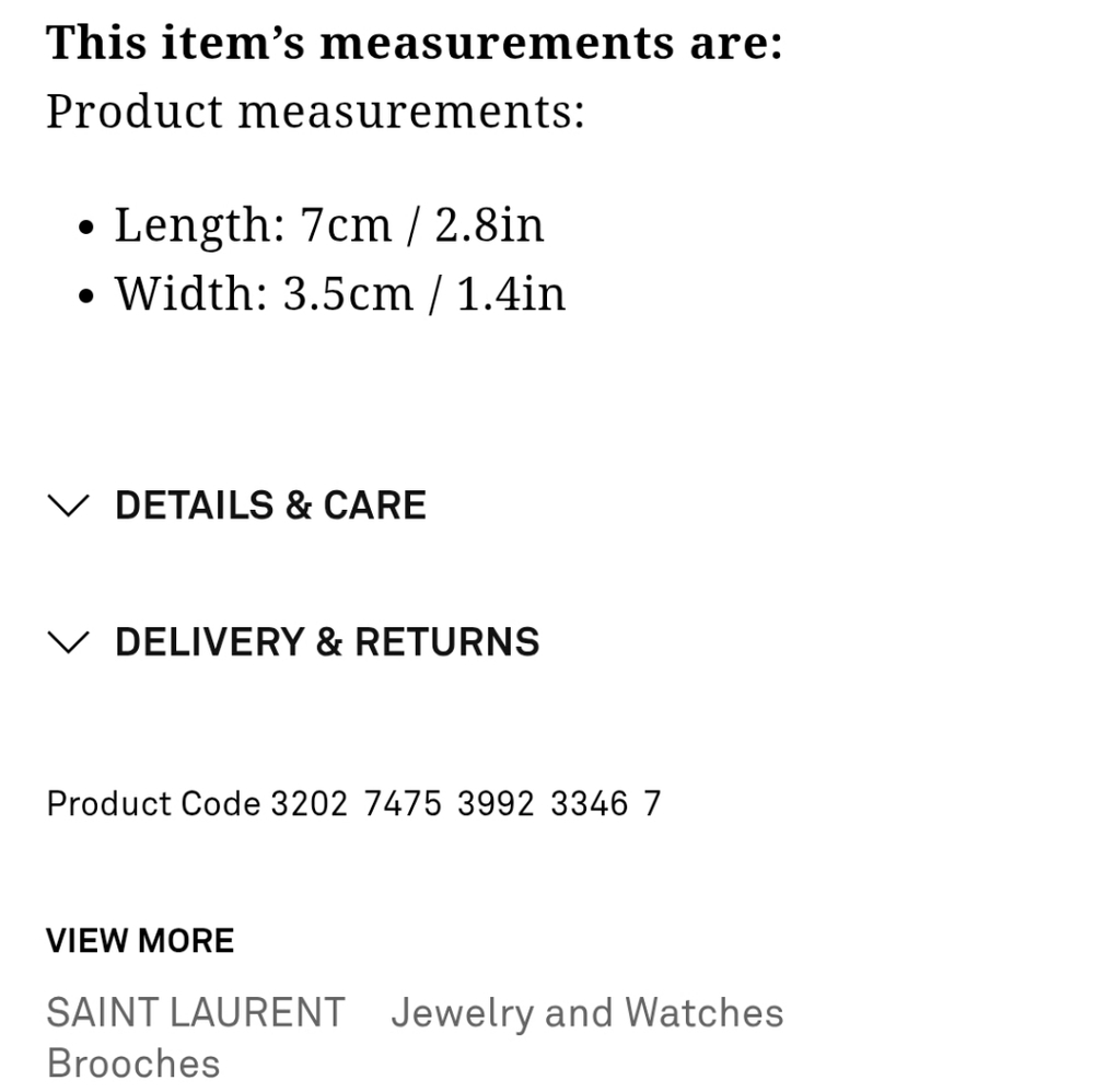 New With Box SAINT LAURENT Brooch Pin Silver & Black YSL Pin Logo & Pouch/box - Picture 10 of 11